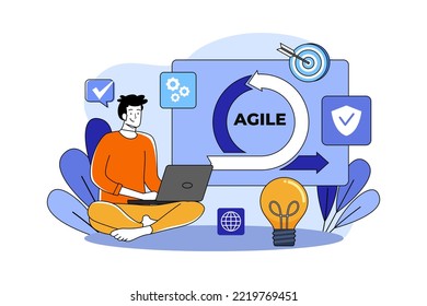 Agile development workflow Illustration concept on white background