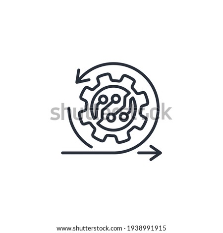 Agile electronic automatic cycle. Development and improvement. Fast integration process. Vector linear icon illustration isolated on white background.