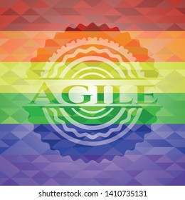 Agile emblem on mosaic background with the colors of the LGBT flag