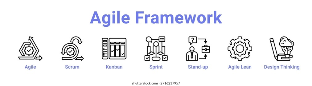 Agile Framework icon banner and collection blue color