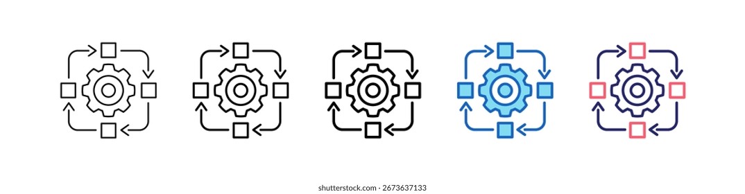 Ícone ágil em 5 estilos diferentes definem a coleção.