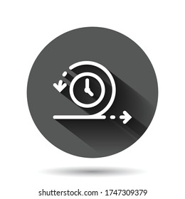 Agile Icon In Flat Style. Flexible Vector Illustration On Black Round Background With Long Shadow Effect. Arrow Cycle Circle Button Business Concept.