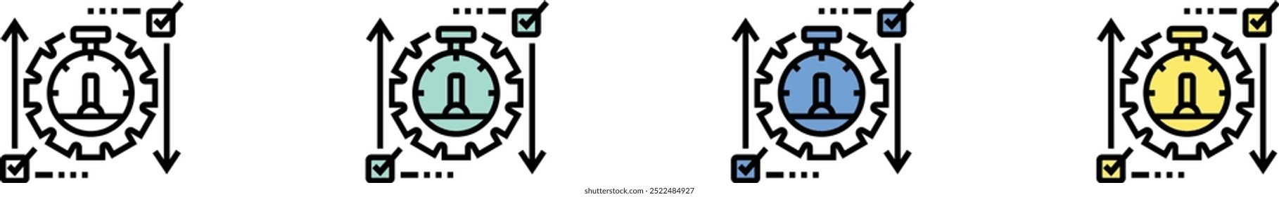 agile icon. Outline, Green, Blue and Yellow Style Design Isolated On White Background