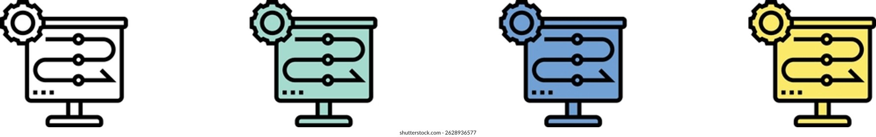 agile icon. Outline, Green, Blue and Yellow Style Design Isolated On White Background