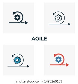 Agile icon set. Four elements in diferent styles from content icons collection. Creative agile icons filled, outline, colored and flat symbols.