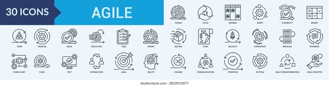 Agile Icon Set Illustration Vector Ouline Style