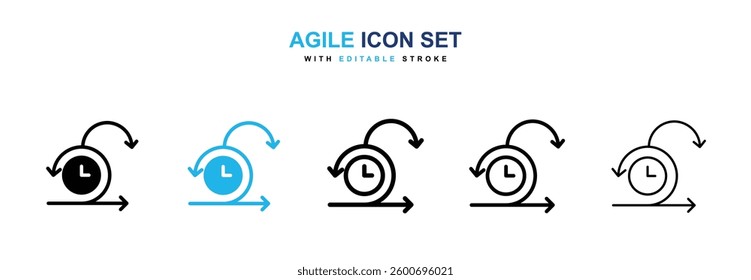 Agile icons graphics set in black and blue colors