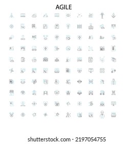 agile icons, signs, outline symbols, concept linear illustration line collection