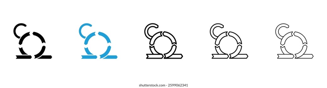 Agile icons vector illustrations in black and blue colors for web and ui designs