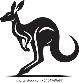 Agile Kangaroo Silhouette Vector Illustration 