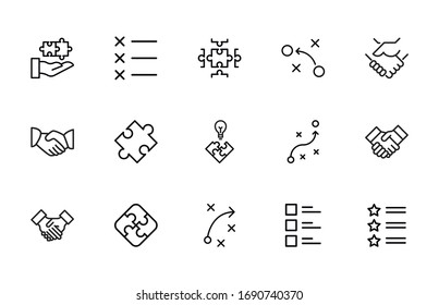 agile line icons set. Stroke vector elements for trendy design. Simple pictograms for mobile concept and web apps. Vector line icons isolated on a white background. 