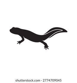 Agile lizard silhouette on the move isolated against a clean white background vector art