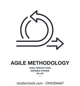 Agile methodology arrow editable stroke outline icon isolated on white background vector illustration. Pixel perfect. 64 x 64.