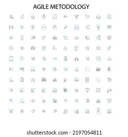 agile metodology icons, signs, outline symbols, concept linear illustration line collection