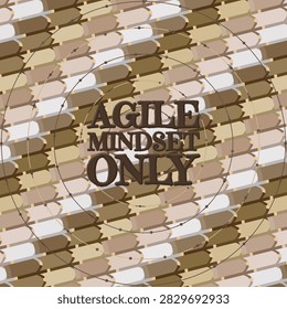 AGILE MINDSET ONLY lettering design with inset contour text, orbital graph style texture pattern, and