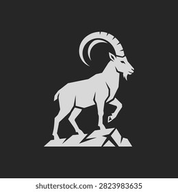 Agile mountain goat mascot for winter sports and climbing.
