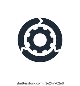 Agile Process . Gear, Arrow, Circle, Cycle. Agile Development Concept. Vector Icon Isolated On White Background.