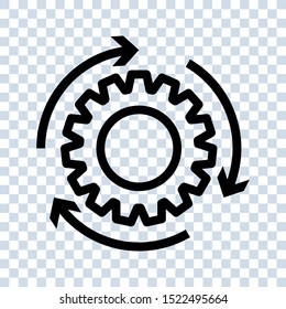 Agile process line icon. Gear, arrow, circle, cycle. Agile development concept. Vector illustration can be used for topics like update, technology, engine. icon illustration on white background.