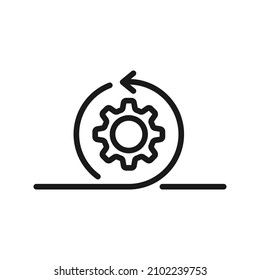 Icono de línea de proceso ágil. Concepto de desarrollo de engranajes, flechas y águilas. Ilustración del vector
