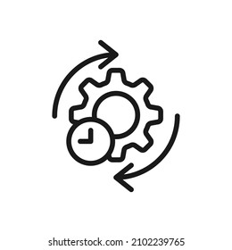 Agile process line icon. Gear and arrow. vector illustration