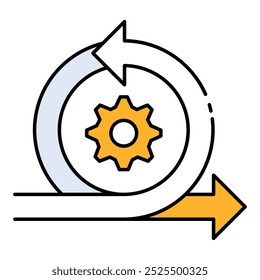 Ícone de vetor Processo Ágil, ícone de seta de engrenagem e ciclo, desenvolvimento iterativo e ilustração de melhoria contínua