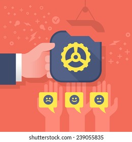 Agile production. Developer gives unfinished product  into the hands of people. Concept of agile production,  breaking project into small pieces, gathering potential customers, receiving feedback