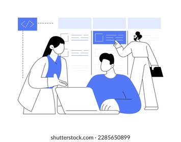 Agile project management abstract concept vector illustration. Group of colleagues delivering a project throughout its life cycle, IT company workers, teamwork organization abstract metaphor.