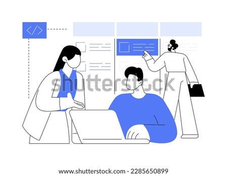 Agile project management abstract concept vector illustration. Group of colleagues delivering a project throughout its life cycle, IT company workers, teamwork organization abstract metaphor.