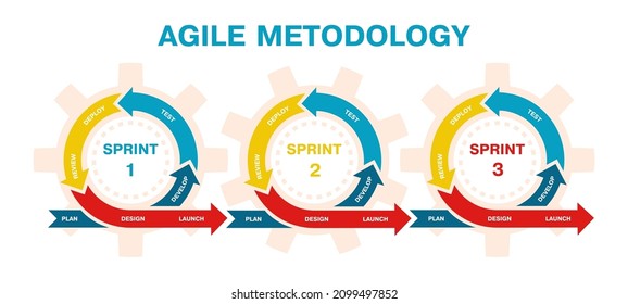 Agile project management, development methodology infographic. Agile software development lifecycle process sprints vector illustration. Agile development diagram, Product analysis and launch