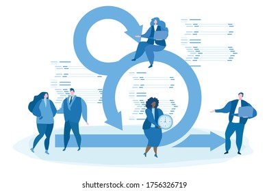 Gestión ágil de proyectos, Ilustración vectorial para banner web, infografía, móvil. 