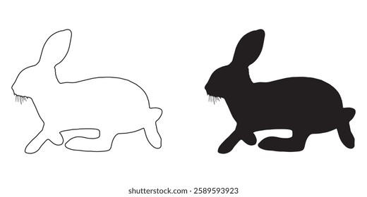 Agile Rabbit Vector - High-Resolution Sprinting Rabbit Silhouette
