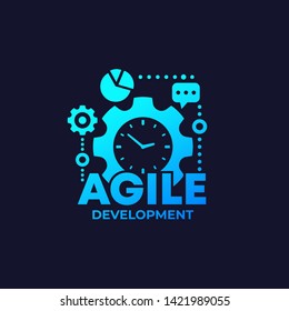 Agile Software Development Process Icon On Dark