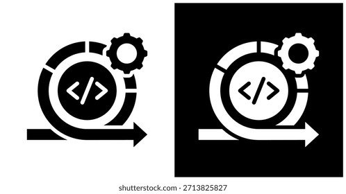 Icono de software ágil en fondo blanco y negro