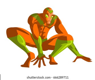 agile superhero crawling