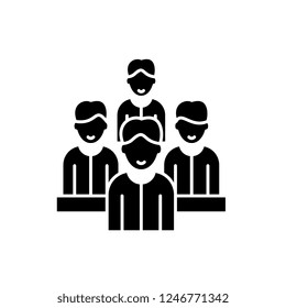 Agile team black icon, vector sign on isolated background. Agile team concept symbol, illustration 