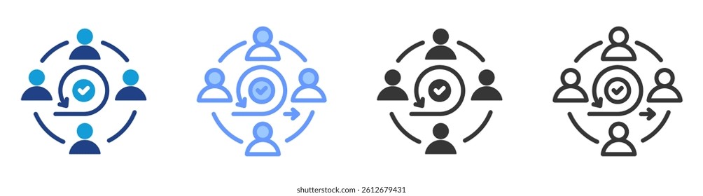 Agile team icon set multiple style collection