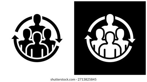 Agile Team Icon Set In White And Black Background