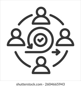 Agile Team Outline Icon Vector Illustration