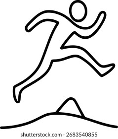 Corredor de Trilha Ágil Saltando sobre Rock Adventure Line Ícone