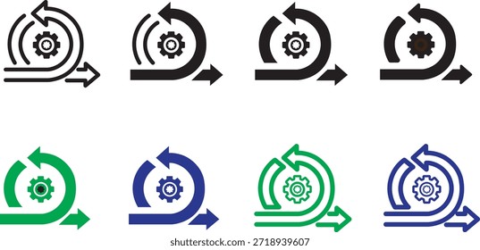 Conjunto de iconos vectoriales ágiles. Conjunto de iconos de enfoque ágil Vector Estilo múltiple