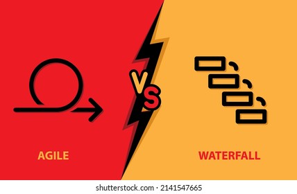 AGILE vs WATERFALL , vector background