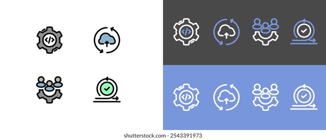 Agile work culture symbol - agile, teamwork and project management icon set