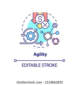 Agility concept icon. Application feature. Programming app. Web 3 0 abstract idea thin line illustration. Isolated outline drawing. Editable stroke. Arial, Myriad Pro-Bold fonts used