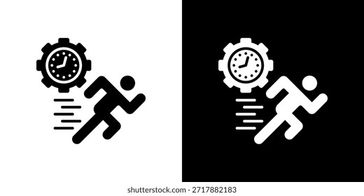 Icono de agilidad relleno en blanco y negro.