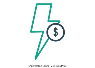 Agility icon. line icon style. lightning with dollar. icon related to SWOT. business elements vector illustration