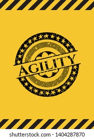 Agility inside warning sign, black grunge emblem. Vector Illustration. Detailed.