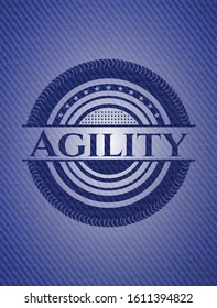 Agility jean or denim emblem or badge background. Vector Illustration. Detailed.