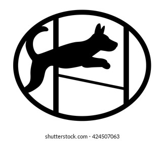 Agility sport dog cute mascot silhouette, Jumping dog