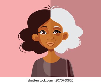 Aging Adult Person Concept Vector Illustration. Conceptual drawing depicting the gracefully aging natural process 
