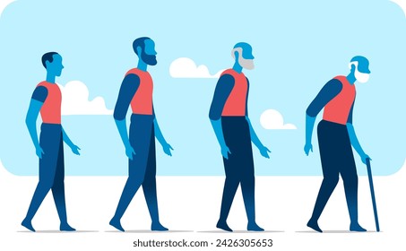 Aging, Physiological Changes, Body Transformation, Four Generations as Men Get Old